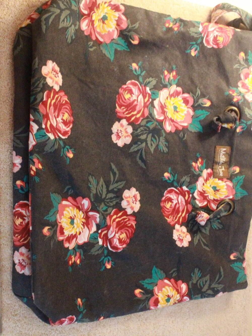 Matilda Jane Black Floral Rose Tote Bag